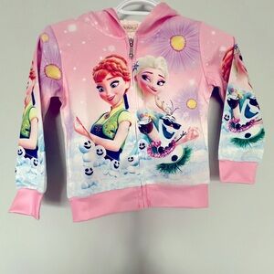 4-5Y Years Kids Girls Frozen Print Jacket Zipper Hooded Coat Outerwear